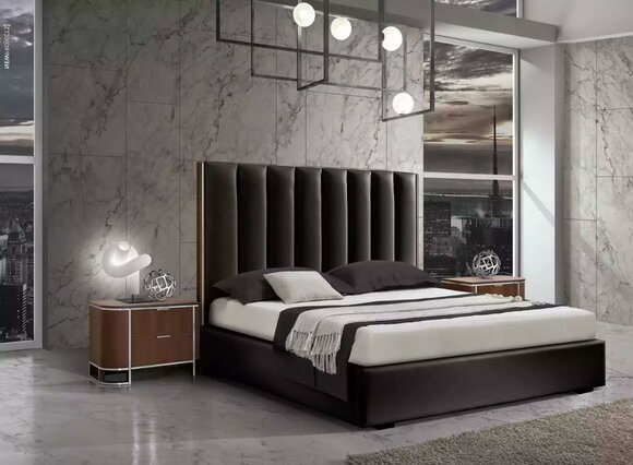 Complete modern bedroom set designer bed + 2x bedside tables 3-piece