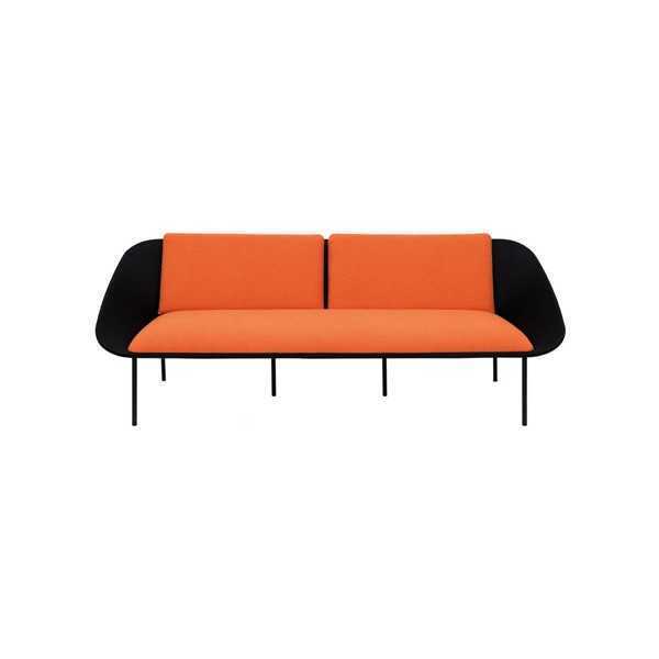 Black-Orange Three-Seater Luxury 3-Seater Upholstered Couch Textile 3-Seater New