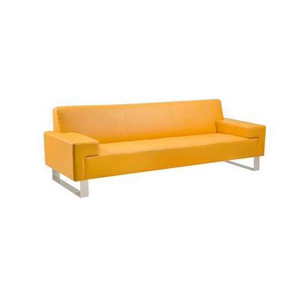 Orange 3-Seater Upholstered Sofa Leather Couch Three-Seater Living Room Sofa