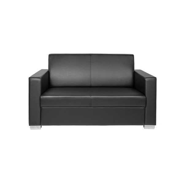 Black Leather Sofa Two Seater Couch Lounge 2 Seater Modern Club 2 Seater