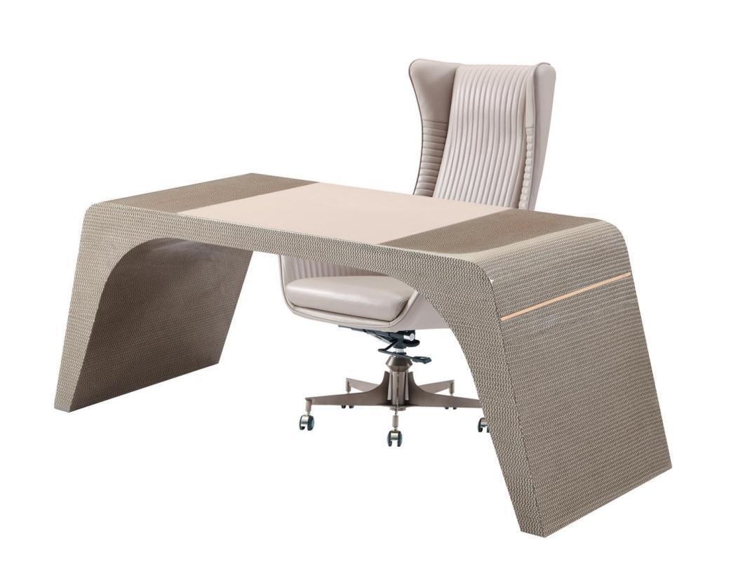 Study office luxury desk with computer chair office furniture modern beige