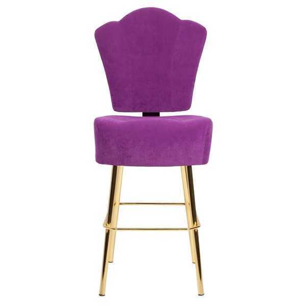 Modern Purple Chair Designer Bar Stool Textile Stylish Luxury Furniture Stool