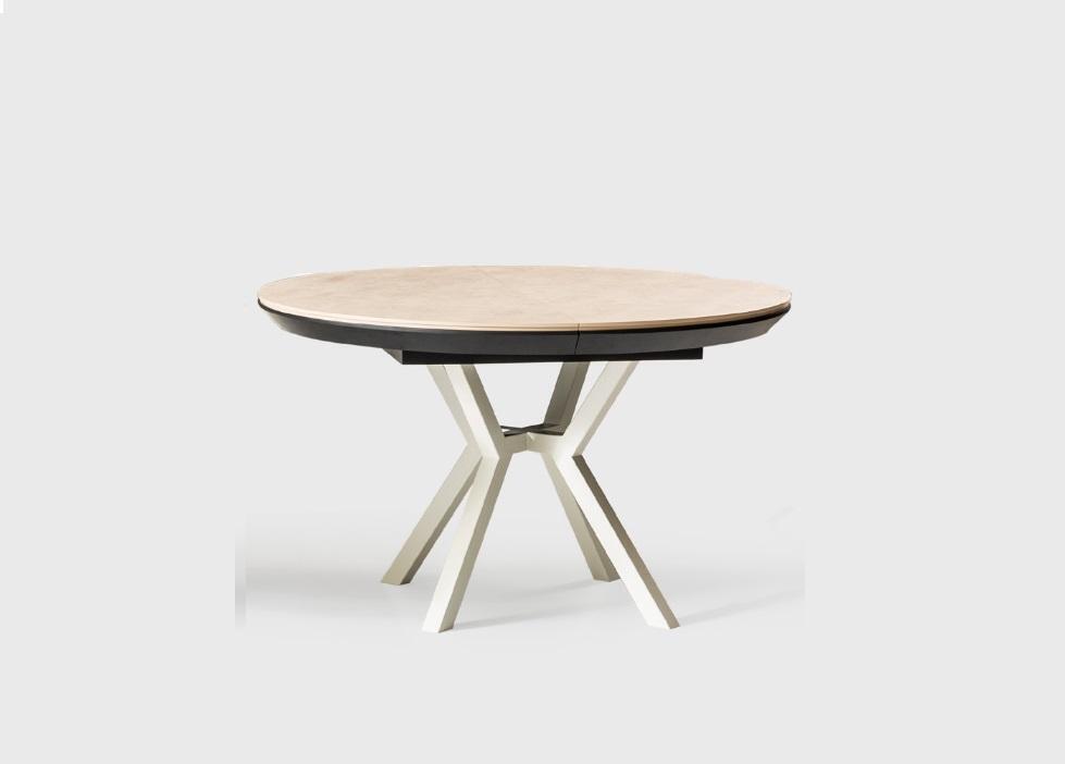 Modern Kitchen Table Dining Room Table Extendable Round Wooden Beige Table