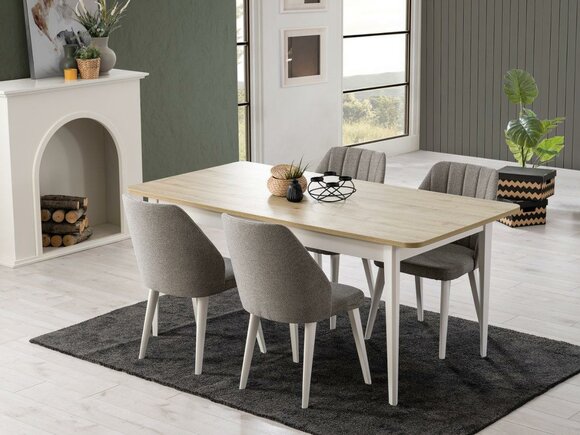 Dining set Dining room Dining table set 7 pcs Dining room White wood