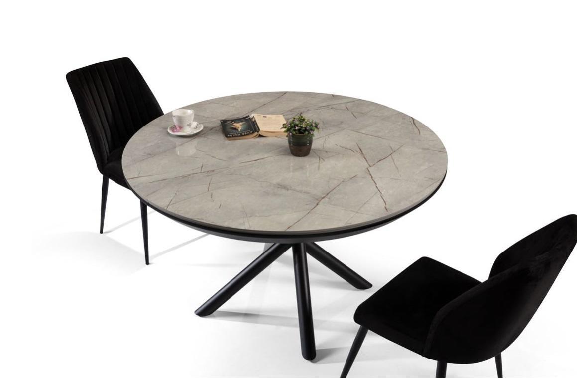 Dining room table extendable dining table round kitchen table wood gray new