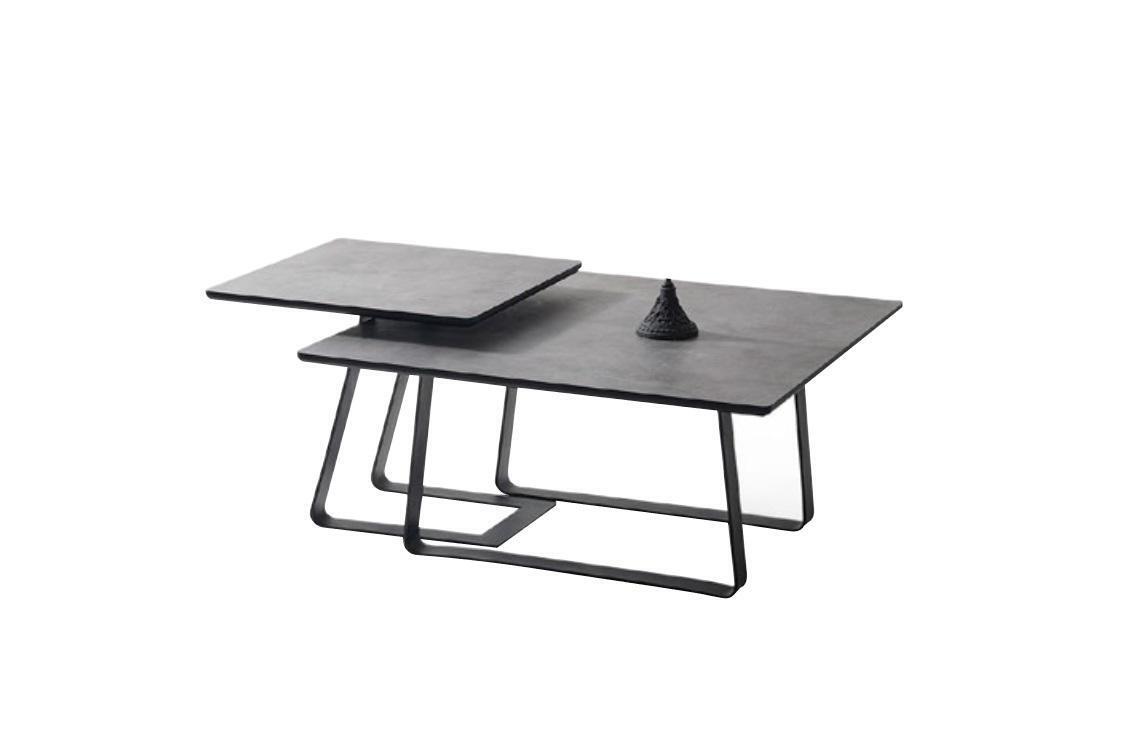 Group coffee table side table coffee table gray 2-piece set table wood