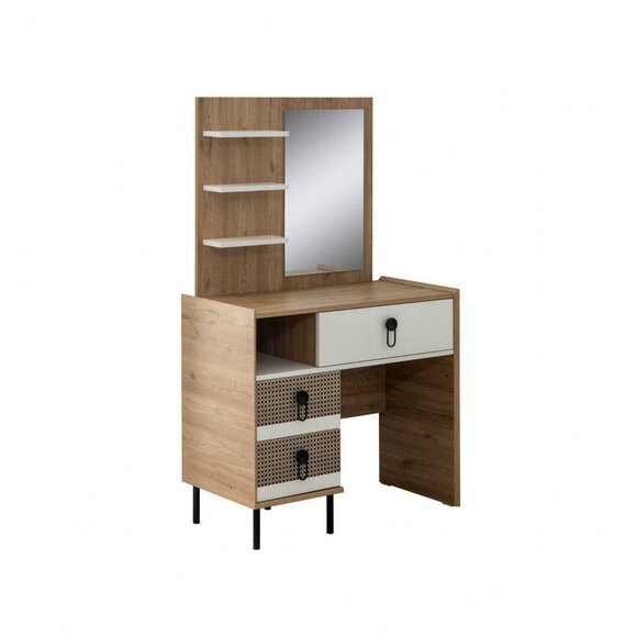 Dressing table set with mirror wooden bedroom brown console set