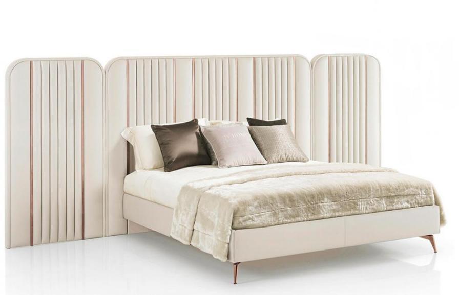 Bedroom Double Bed Beige Bed Frame King Size Bed Luxury Furniture