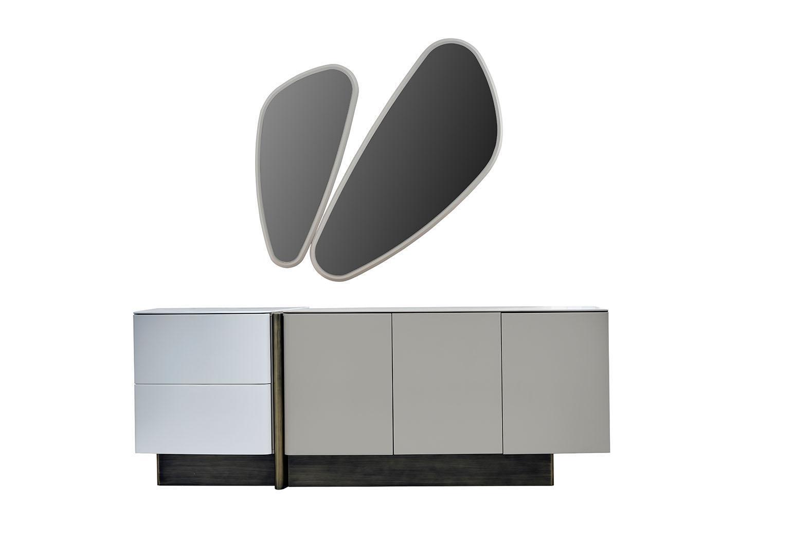 Set of chest of drawers with mirror cabinet modern bedroom set white