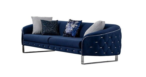 Designer Sofa 3 Seater Chesterfield Couch Upholstered Sofas Design Blue