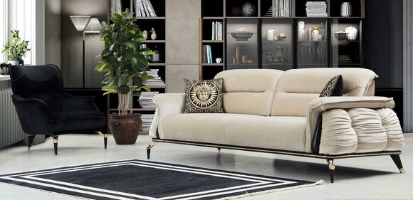 Luxury 2-piece living room set sofa 3-seater with armchair modern design couch