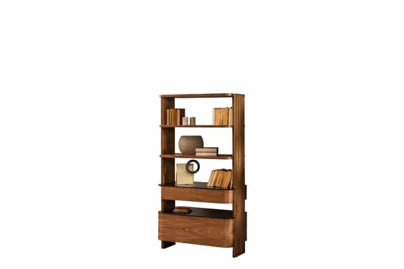 Bookshelf Standing bookshelf Office shelf Brown wood Office bookshelves Design