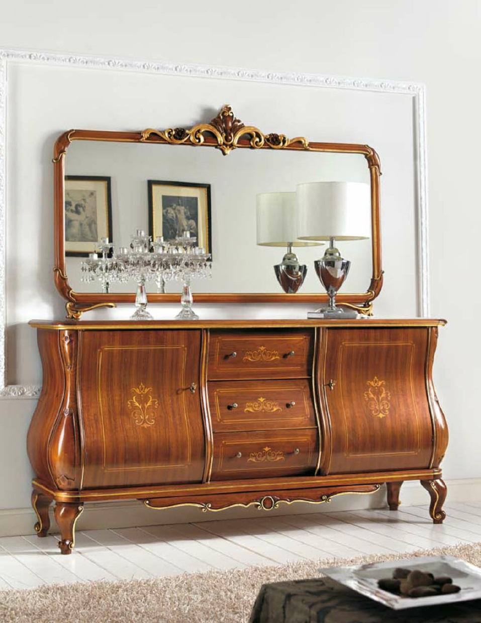 Sideboard with Mirror Wooden Sideboards Brown Cupboard Furniture Chest of drawers