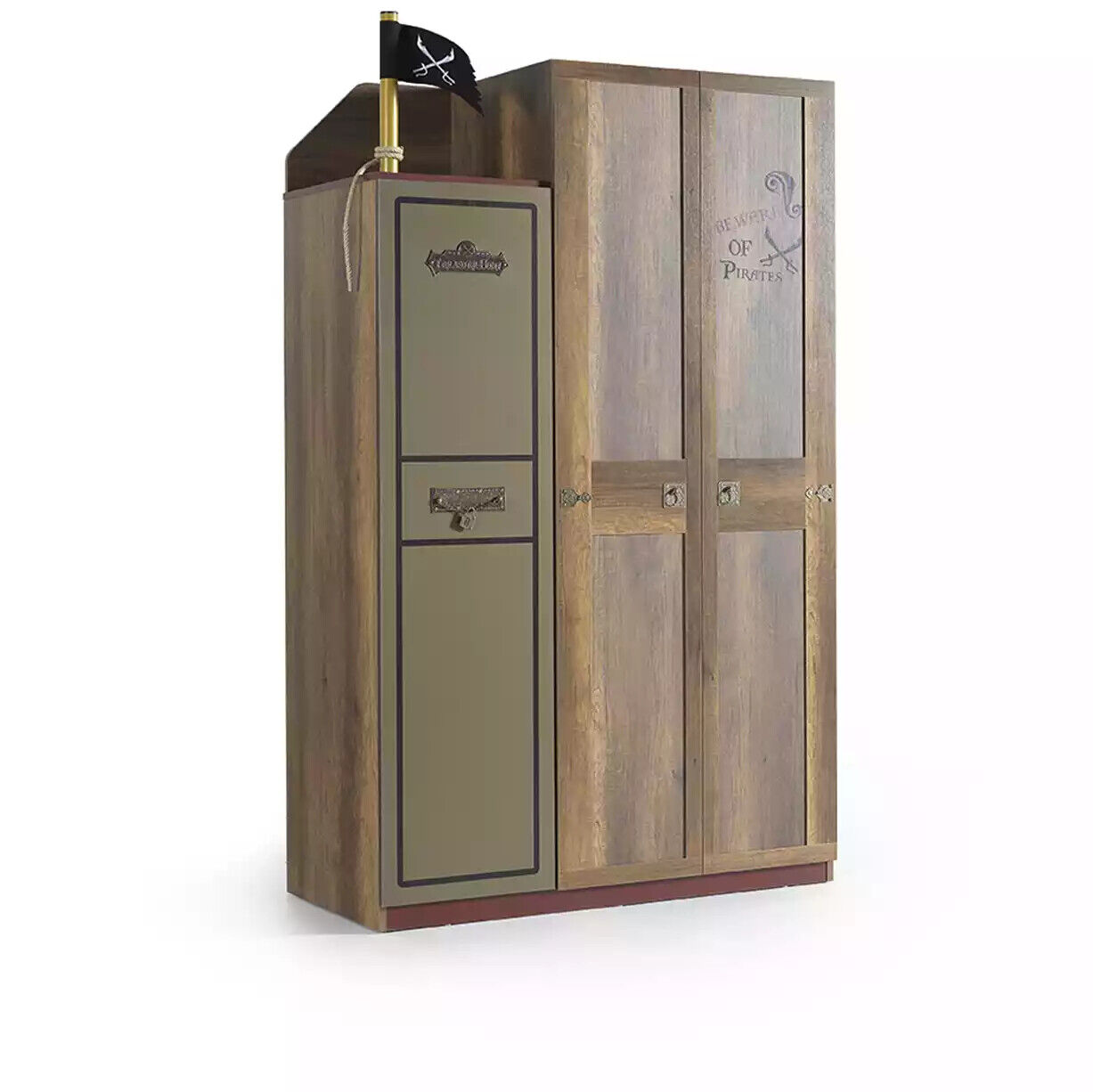 Pirate wooden wardrobe luxury wardrobe wardrobe children wood brown 3 door