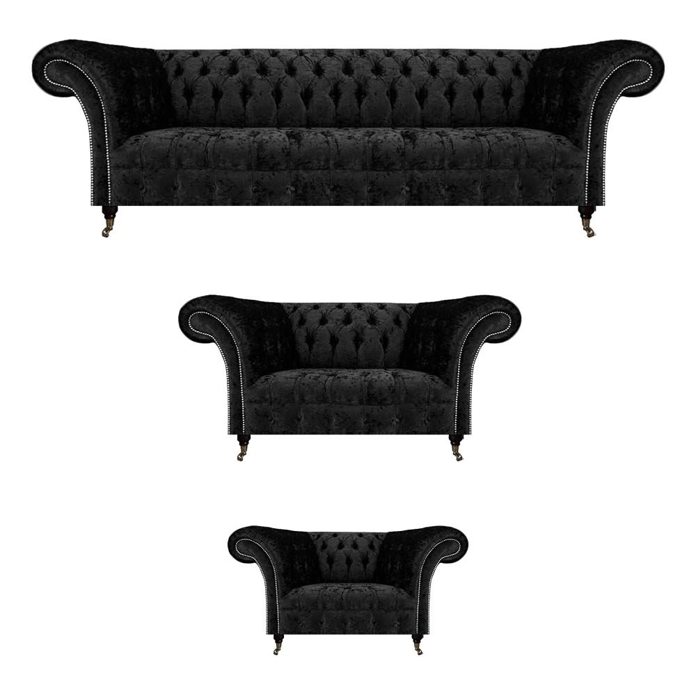 Chesterfield sofa set 3 pieces complete living room sofas couch new set