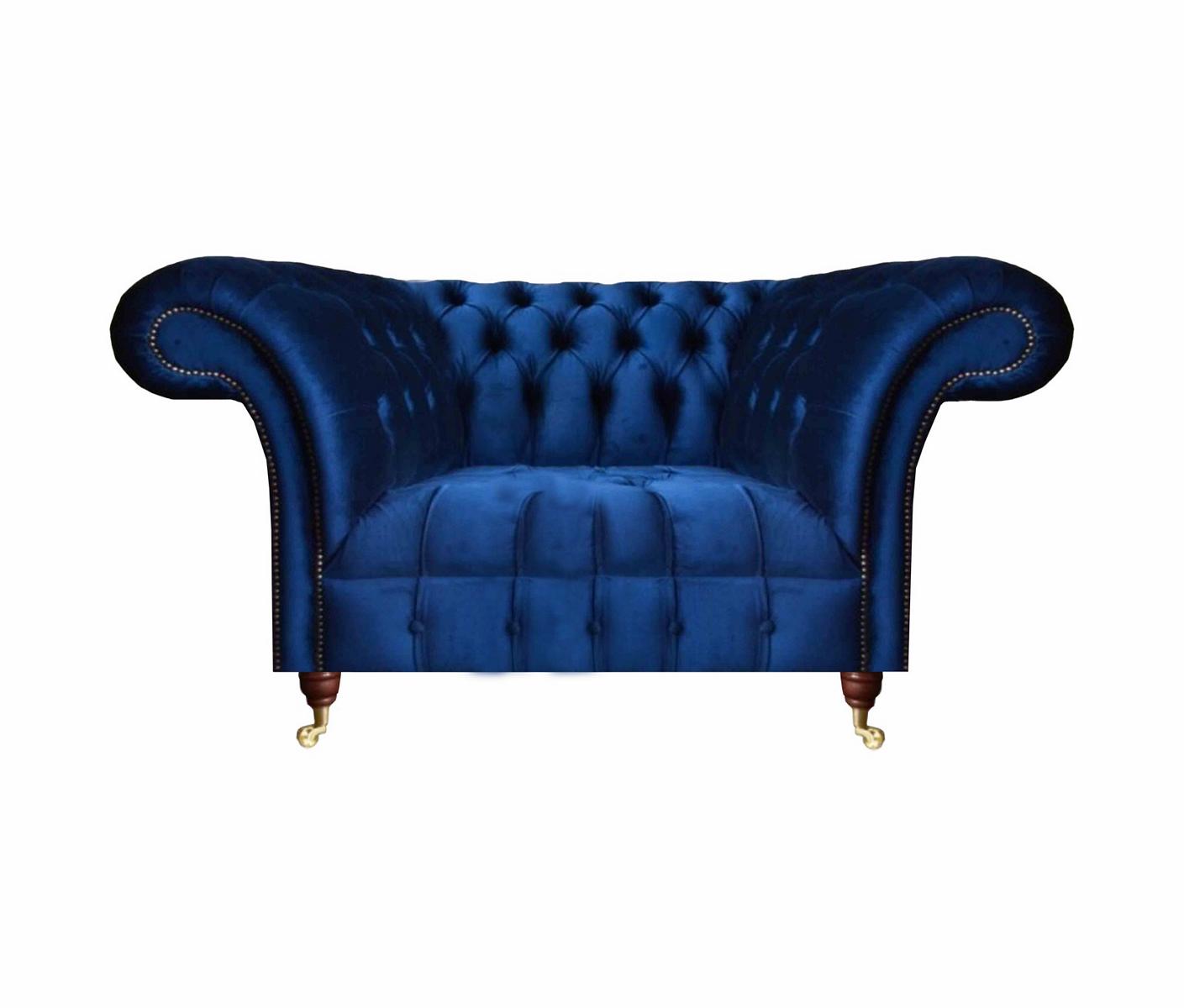 Living room armchair Chesterfield luxury blue luxury textile upholstered furniture furnishings