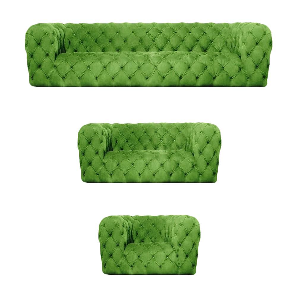 Chesterfield Complete 3-Piece Sofa Set Living Room Modern Textile New Seating Furniture