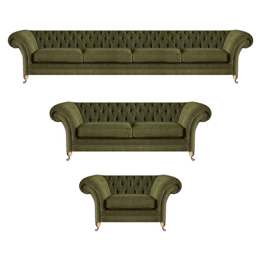 Modern green complete upholstered furniture set 3-piece sofa set design Chesterfield