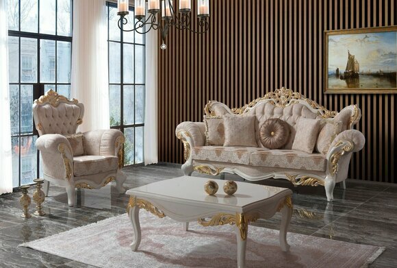 Luxury Sofa Set Complete Couch Set Beige Upholstered Sofa Fabric Sofa Sofa