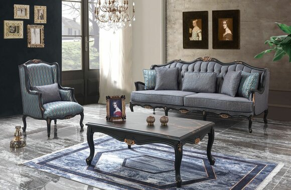 Sofa Sofa Set Couch Fabric Sofa Upholstered Sofa Gray Chesterfield Set