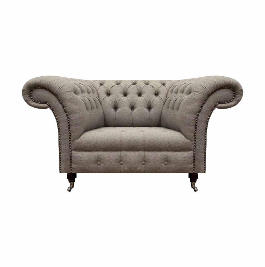 Living Room New Luxury Armchair Chesterfield Gray Upholstered Textile Furniture