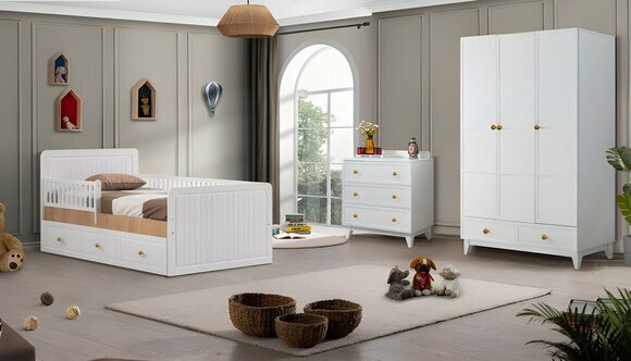 Children\'s room set luxury dressers white cupboard wood design modern furniture