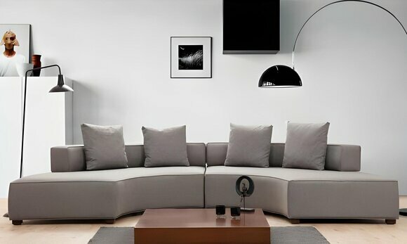 Corner sofa U-shape Modern design textile material white plain textile wood