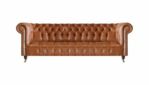 Living room four-seater Chesterfield designer couches luxury leather sofas