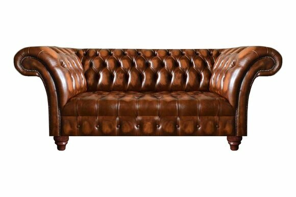 Noble Chesterfield Couches Brown Living Room Leather Couch Textile Sofa