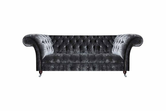 Dark grey Chesterfield living room upholstered couch designer seating furniture