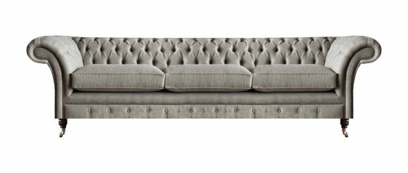 Chesterfield Grey Three Seater Living Room Upholstered Sofas Designer Couches