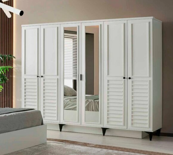 White bedroom wardrobe designer wardrobe 6-door wardrobe