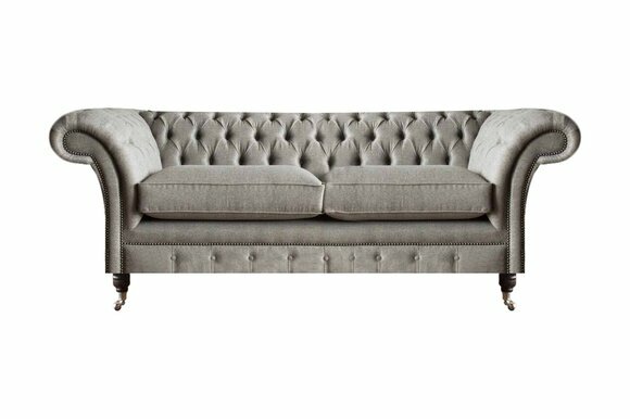 Grey Chesterfield Sofa Living Room Designer Textile Couches Fine Furniture