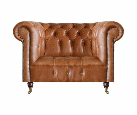 Light brown Chesterfield executive chair designer living room elegant armchair