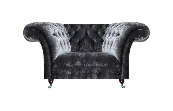 Luxurious Grey Chesterfield Armchair Noble Upholstery Living Room Single Seater