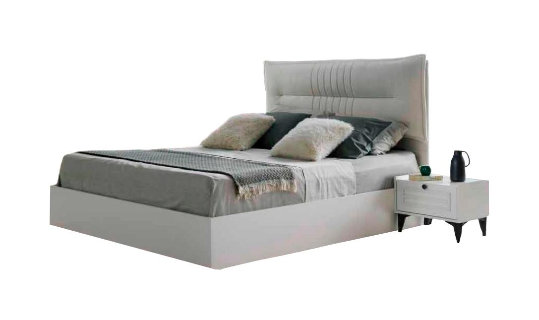 White bedroom upholstered bed designer double bed wooden frame furniture