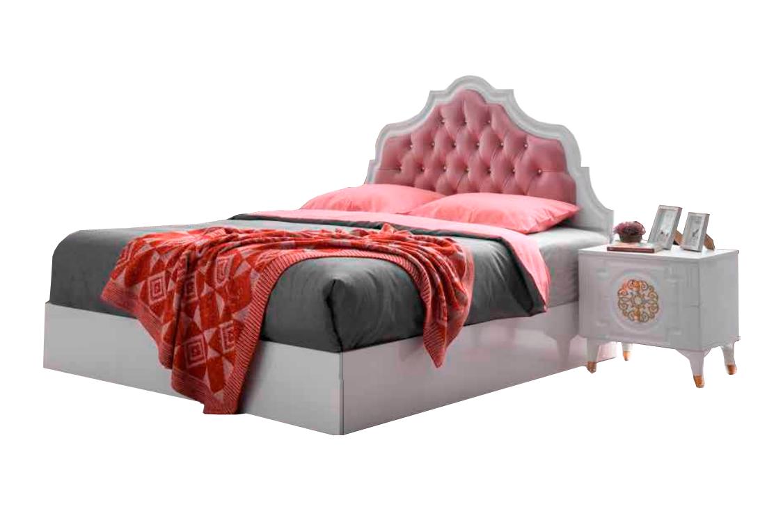 Chesterfield White-Pink Bed Bedroom Double Beds Noble Upholstery Furniture