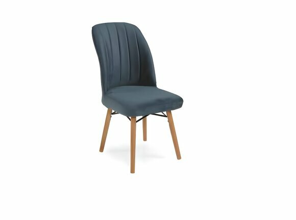 Dark blue chair dining room armchairs wooden feet designer textile furniture