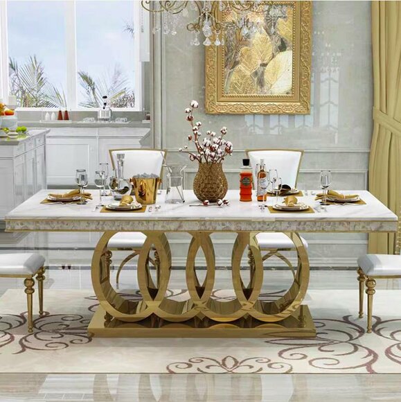 Modern Luxury Dining Table Dining Room Table Metal Gold Tables Dining Tables Furniture Immediately