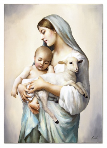 Mary with child and sheep handwork oil paintings canvas G118624