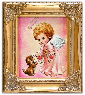 Angel and Puppy Handcrafted Oil Paintings Canvas Oil Picture Image G02762