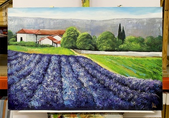 Lavender field Handicraft Oil paintings Paintings Canvas Oil painting Picture G117506