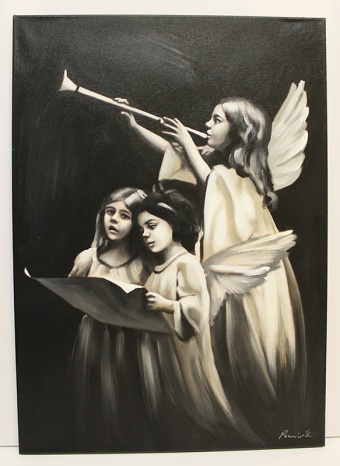 Angel with Trumpet Handmade Oil Paintings Canvas Oil Painting G116216