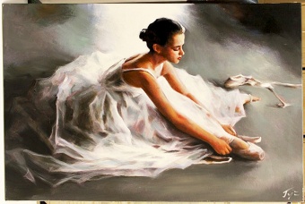 "Ballerina in White" Handmade Oil Paintings Canvas Oil Painting G116463