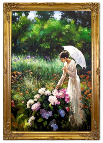 Flower picking Handwork Oil paintings Paintings Canvas Oil painting Picture G119202