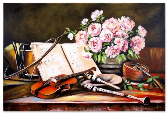 "Flowers and Music" Handcrafted Oil Paintings Canvas Oil Painting G120365