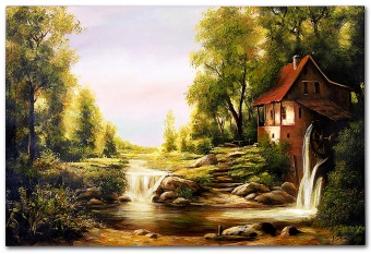 River landscape hand-made oil paintings canvas oil painting picture G119072