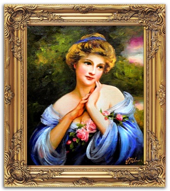 Beauty with Flowers Handmade Oil Paintings Canvas Oil Painting G04998