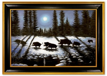 Night vision of wild boars Hand-painted oil paintings Canvas G118415