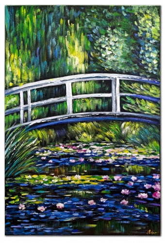 Flowers and Bridge Handicraft Oil Paintings Canvas Oil Painting Picture G17002